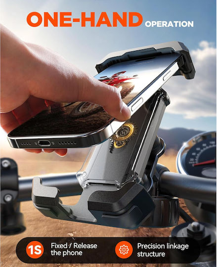 Suport pentru Telefon Mobil Bicicletă Motocicletă Reglabil 360° Rezistent la Șocuri Suporturi Anti-vibrații pentru Smartphone-uri De La 4.7 La 7 Inch Negru