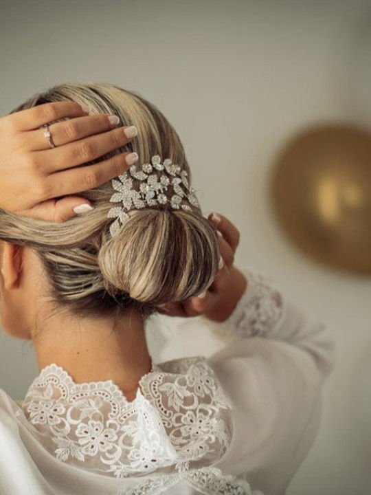 Κόσμημα Χτενάκι Ζιργκόν Ασημί Flower Lilly Hairpin Ba01 Hair Duty Hrd-ba01