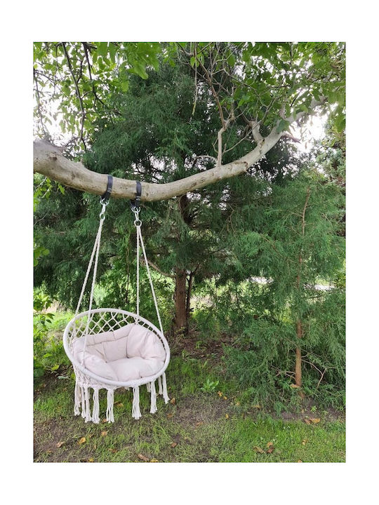 Hängende Garten- und Veranda-Schaukel-Polyrattan-Sessel mit Kissen Beige Traglast bis 150kg M80xB x H