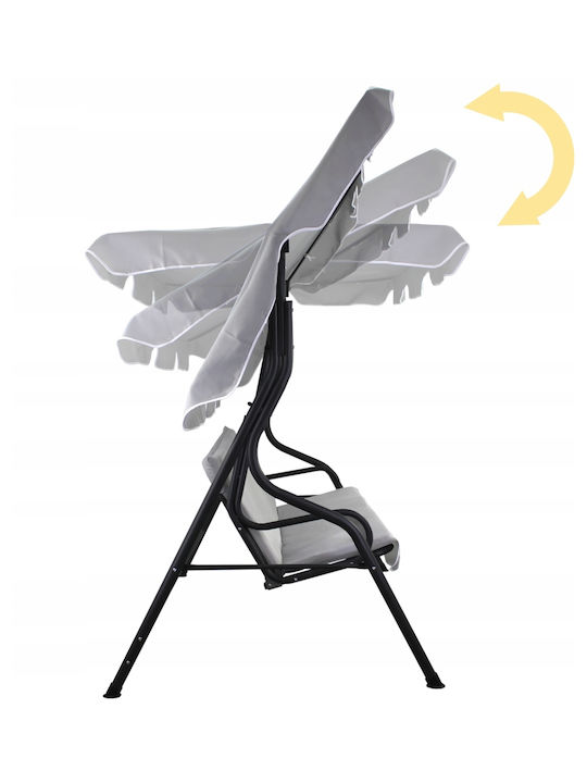 Garten & Veranda Schaukel mit Basis und Kissen 3 Sitze Kunststoff Gray Belastbarkeit bis 220kg