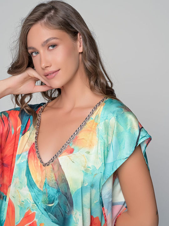 Milena by Paris Женско Дълга Кафтан Плажно облекло Floral