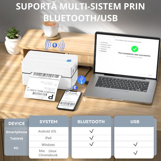Vittalist Portabila Imprimantă de Etichete Transfer Direct USB, Bluetooth