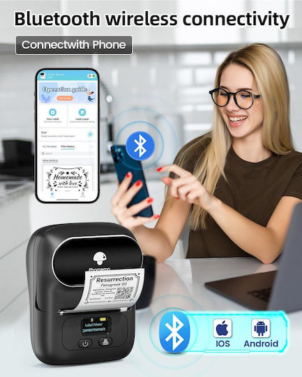 Phomemo Ηλεκτρονικός Ετικετογράφος με Bluetooth Μαύρος