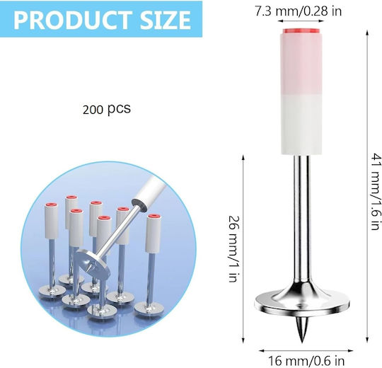 Set 200 Cuie Rotunde Fixare Cuie Manuale 7.3 Mm Durabile Rezistente la Rugină Beton Lemn Cărămidă Tencuieli Pereți Podele
