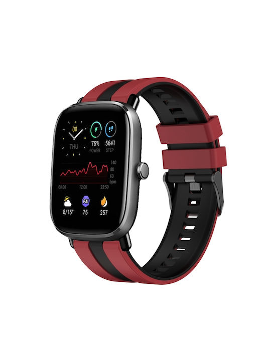 Amazfit Gts 4 Mini 20mm Δίχρωμο Αθλητικό Μπρασελέ Σιλικόνης Κόκκινο+μαύρο Amazfit Gts 4 Mini 20mm Δίχρωμο Αθλητικό Μπρασελέ Σιλικόνης Κόκκινο+μαύρο