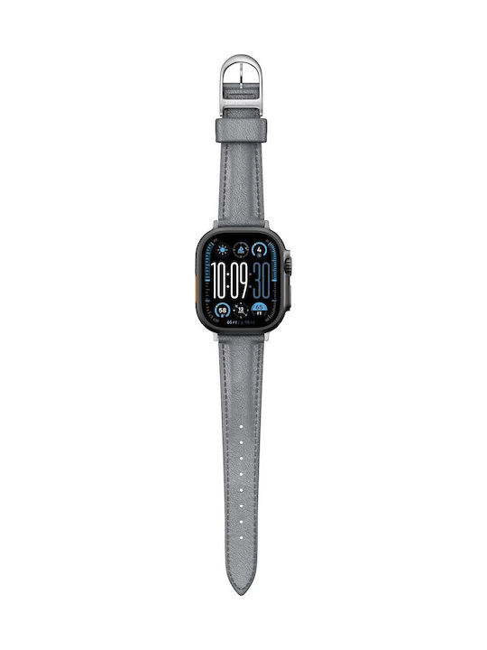 Amazingthing Class Band Leather Strap for Apple Watch 45 46 49mm Gray