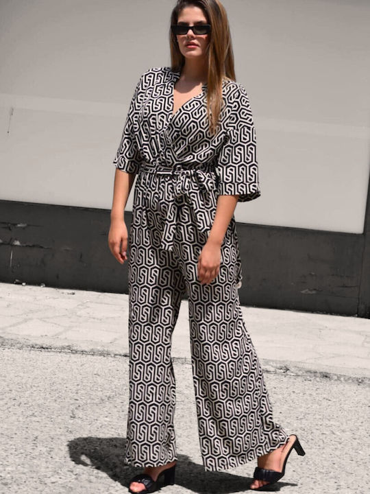 Women's One-piece Suit Black and White