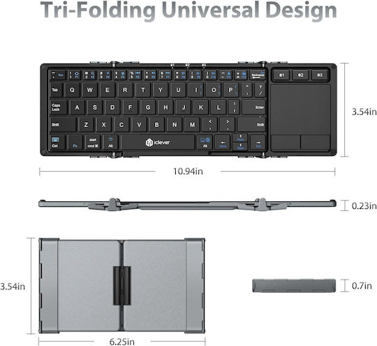iClever IC-BK08 Безжично Клавиатура с тъчпад за таблет Английски US Foldable