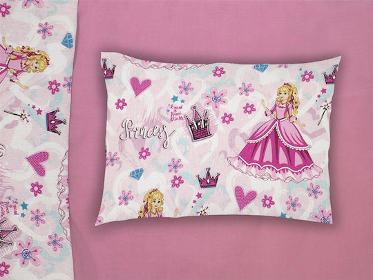 Dimcol Princess 390 Kids Duvet Cover Single Cotton Pink 160x240cm