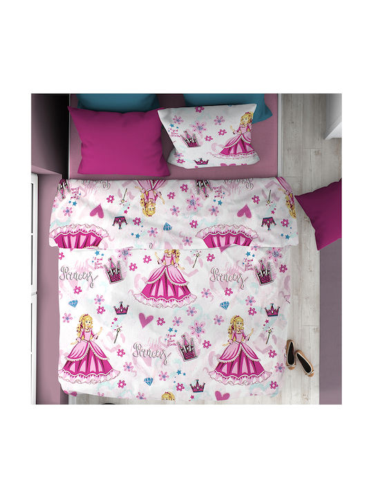 Dimcol Princess 390 Kids Duvet Cover Single Cotton Pink 160x240cm