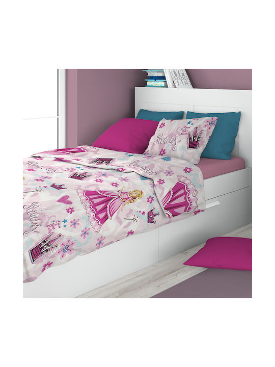 Dimcol Princess 390 Kids Duvet Cover Single Cotton Pink 160x240cm