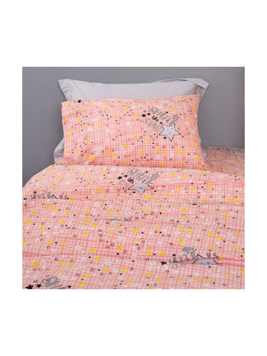 Palamaiki Cluster Set Kids Duvet Cover Single with Pillowcase Cotton Pink 170x250cm