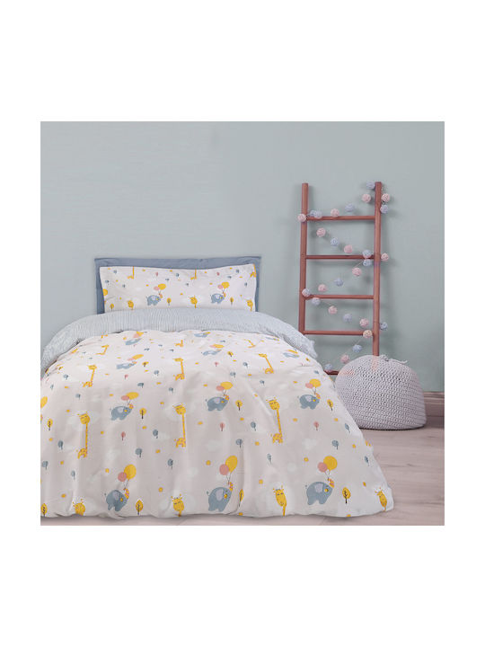 Das Home 4824 Set Kinderbettbezug Einzel mit Kissenbezug Baumwolle Yellow, Beige, Blue 160x240cm