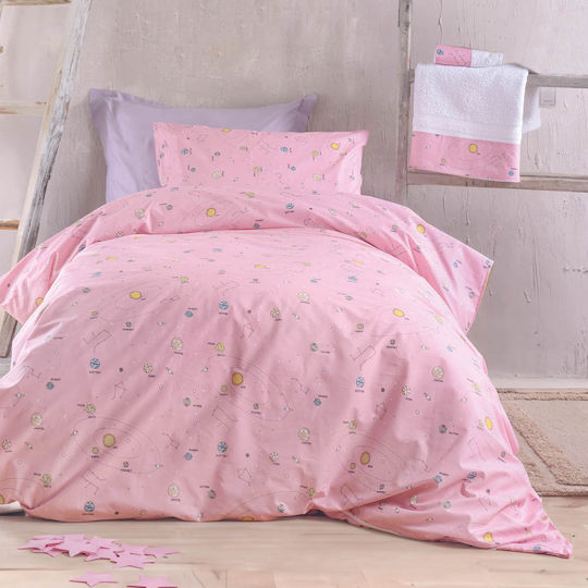Rythmos Venus Set Kids Duvet Cover Single with Pillowcase Cotton PInk 160x250cm