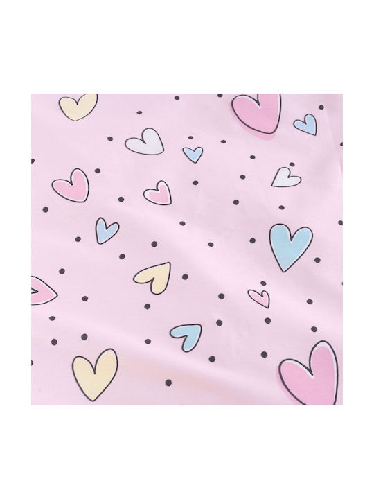 Rythmos Pop Hearts Σετ Παιδική Παπλωματοθήκη Μονή με Μαξιλαροθήκη Βαμβακερή Pop Hearts 160x250εκ.