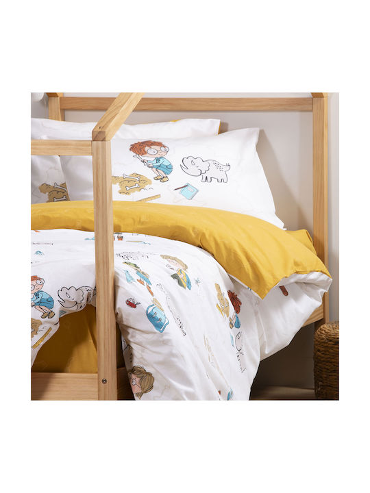 Nef-Nef Homeware Wild Bones Set Kids Duvet Cover Single with Pillowcase Cotton Ecru 160x240cm