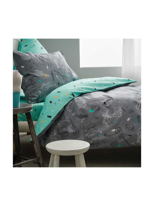 Vesta Home Комплект Детски Плик за Завивка Единичен с Калъфка Памучен Сив 170x240бр