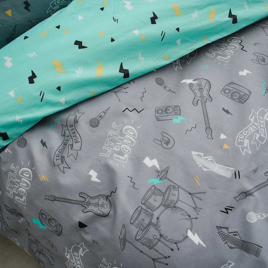 Vesta Home Conținut set Husă de pilotă pentru copii Single cu față de pernă Bumbac Gri 170x240cm