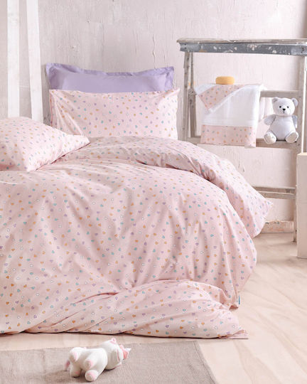 Rythmos Tiny Heart Комплект Детски Плик за Завивка Единичен с Калъфка Памучен Somon 160x250бр