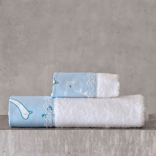 Rythmos Stomp Set Kids Duvet Cover Single with Pillowcase Cotton Light Blue 160x250cm