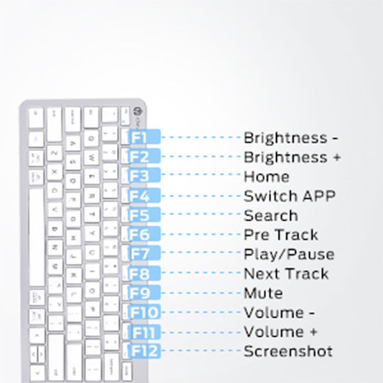 iClever BKA26S Kabellos Bluetooth Nur Tastatur Englisch US Fast Charging