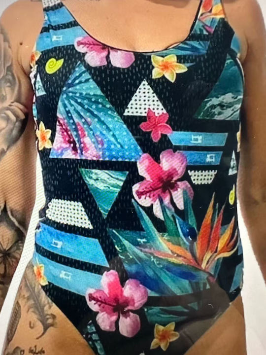 Ολόσωμο Μαγιό Floral Μαύρο