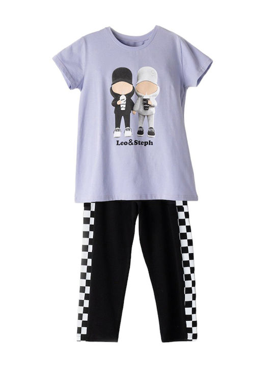 Evita Kinderbekleidungsset mit Flieder Leggings 2 Stück