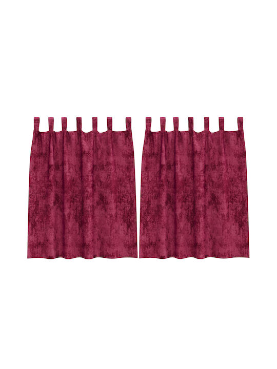 vidaXL Set Window Curtains With Burgundy Tunnel 140x140cm