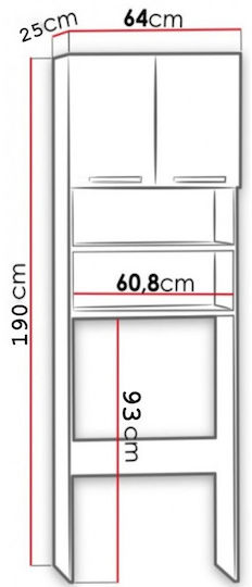 Mega Bazaar Badezimmerschrank Waschmaschine 64x25x190cm Weiß