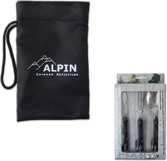 Alpin Stainless Steel Spoon + Knife + Fork Aluminum Handle + Case