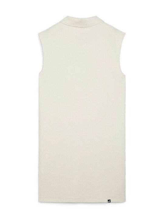 Summer Mini Athletic Dress T-Shirt Sleeveless Beige