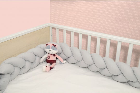 Baby Oliver Crib Bumpers Braided Inside Gray 20x200cm