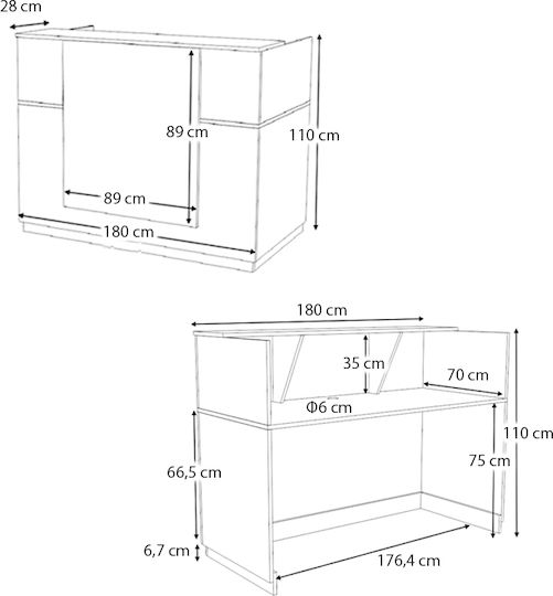 Megapap Gemini Office Reception L180xW70xH110cm