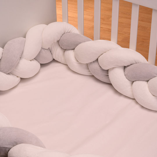 abo Crib Bumpers Braided Inside Grey, White 20x210cm