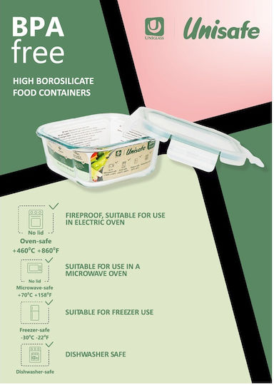 Uniglass Glass Lunch Box Transparent 1500ml