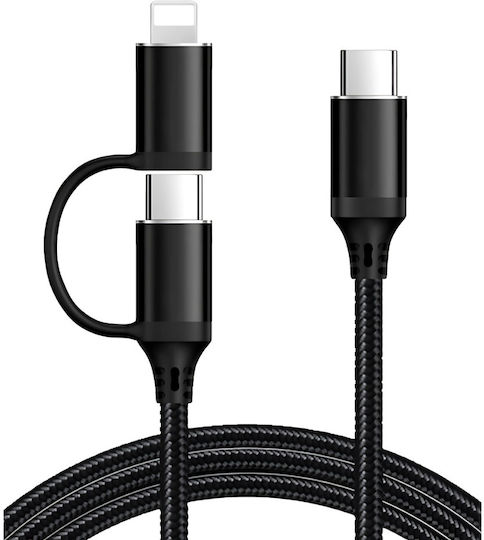 Usb C Fast Charging Cable 2-in-1 Max 60w Usb C To Usb C Lightning Type C Fast Charging Textile Material Iphone 16 Pro Max 15 14 Ipad Air Mini Galaxy Pixel 1m Luvlu