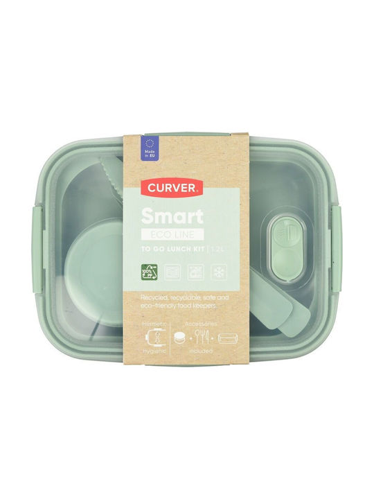 Lunch-Set Lebensmittelbehälter Rechteckig 1,2l Smart Eco To Go 20x15x9cm Soft Green