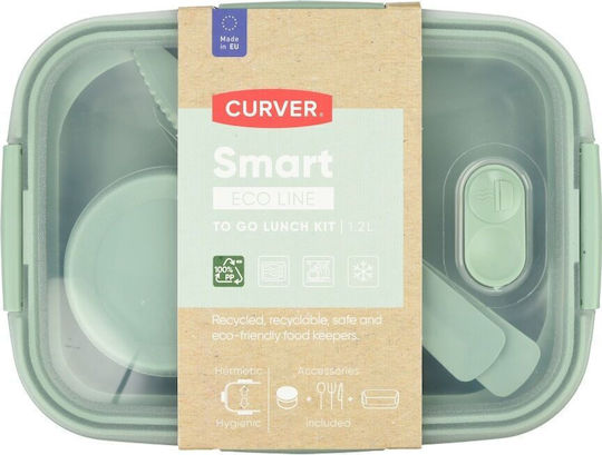 Lunch Kit Food Container Rectangular 1.2l Smart Eco To Go 20x15x9cm Soft Green Lunch Kit Food Container Rectangular 1.2l Smart Eco To Go 20x15x9cm Soft Green