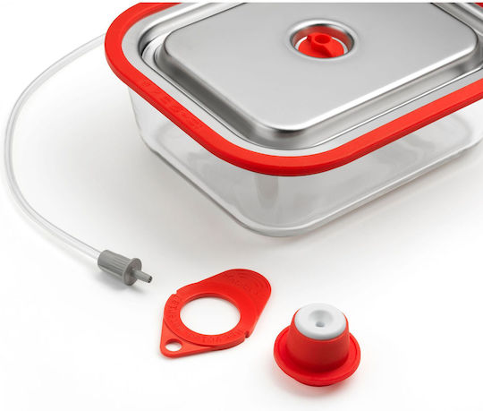 MagicVac MagicVac Glas-Mittagsbox Rot Mit Fächern 2lt