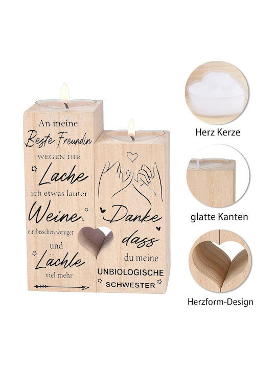 Holder Candles Gift Best Friend Κηροπήγιο Ξύλινο