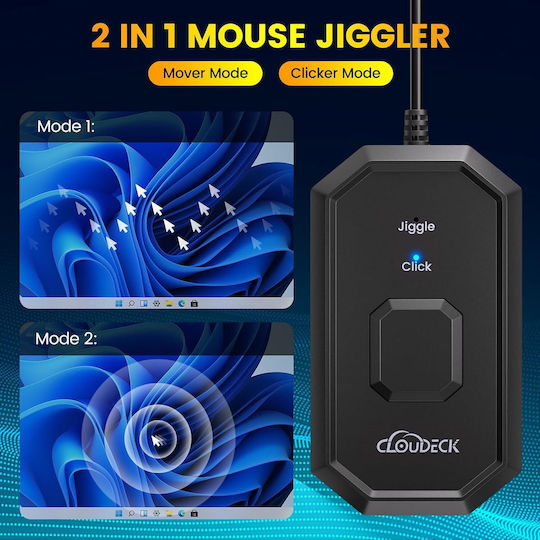Jiggler Maus 2 In 1 Auto Klickfunktion Mausbewegungssimulation Undetectable Usb-c Adapter Plug & Play Computer Laptop Pc