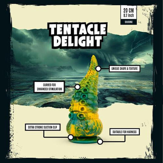 Mythical Mates Tentacle Delight Реалистично дилдо Със смукателна чашка Жълт 22см