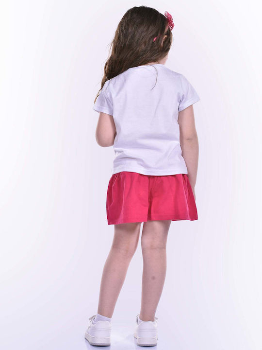 Kids' Set with Shorts Summer 2pcs White Flowers