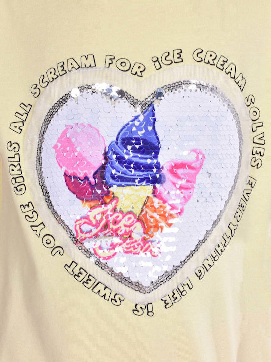 Kids' Set with Shorts Summer 2pcs Yellow Ice Cream