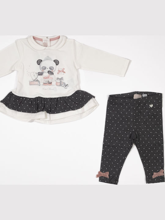 Kids' Set with Leggings Winter 2pcs Ecru Bear Queen Set