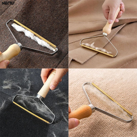 Set 4 Lint Pet Hair Cleaning Brushes Nextly Reusable Ergonomic Wooden Handle Copper Blade
