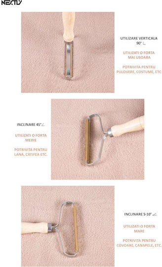 Set 4 Lint Pet Hair Cleaning Brushes Nextly Reusable Ergonomic Wooden Handle Copper Blade