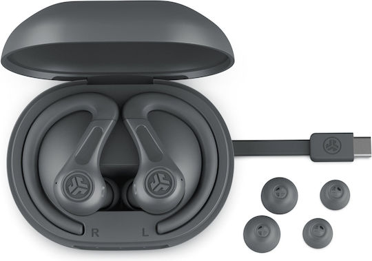 Jlab JBuds Sport ANC 4 Bluetooth Handsfree Ακουστικά με Αντοχή στον Ιδρώτα και Θήκη Φόρτισης Graphite