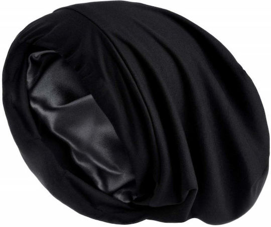 Black Satin-lined Sleep Cap Hair Protection