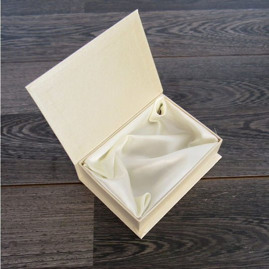 Casetă Hârtie Carte Perlată Invitație 10x14x4cm Ecru